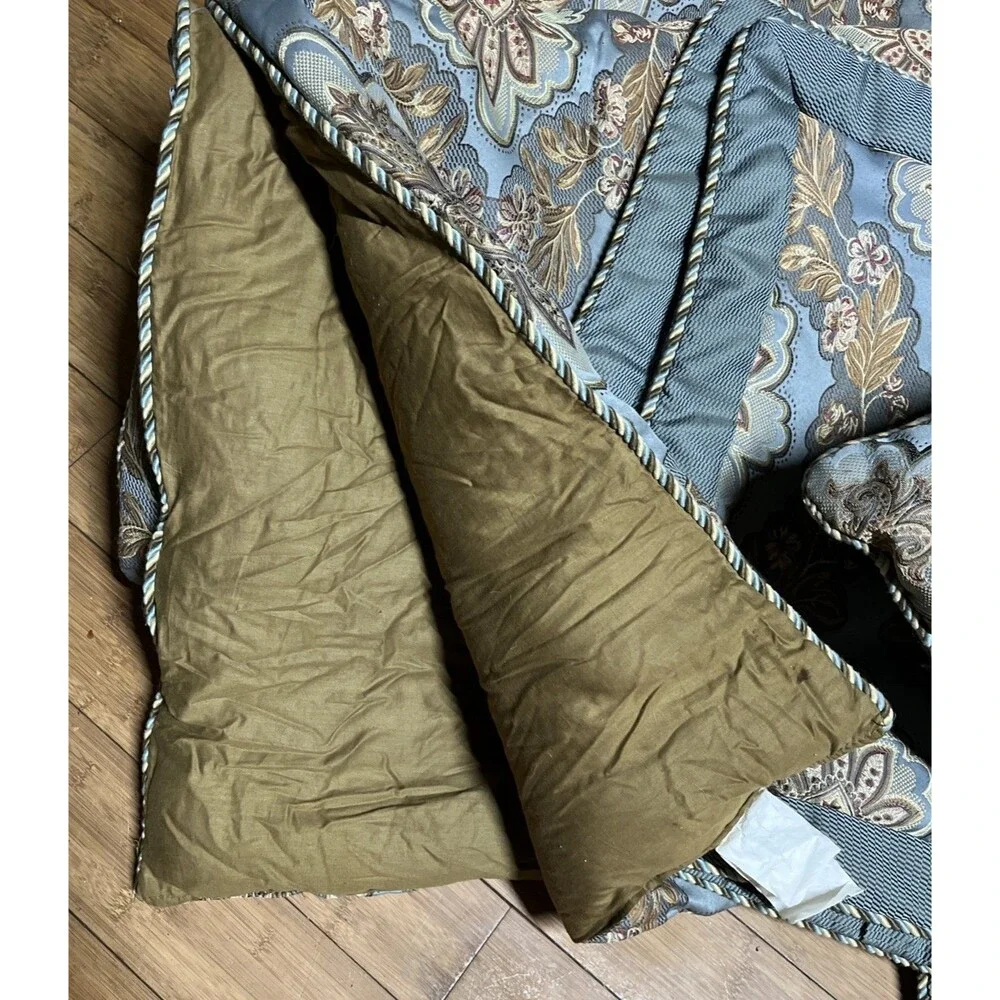 American Century Home Queen Size Comforter Sham & Pillow Set Floral Blue